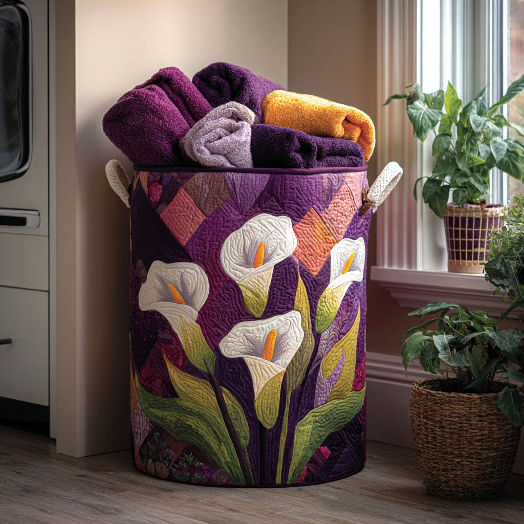 Gesteppter Wäschekorb – mit Blumenmuster