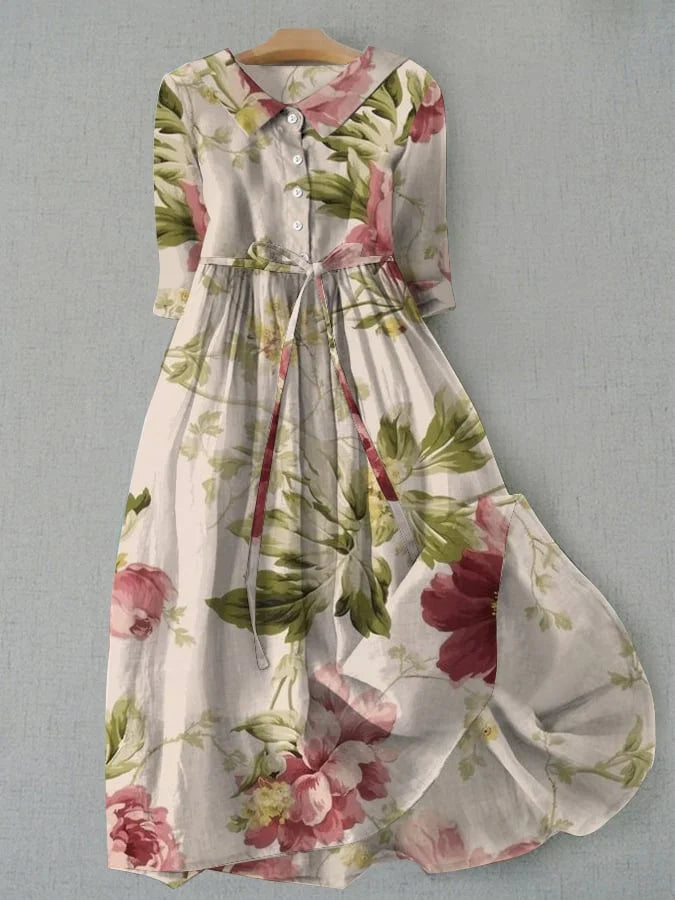 Emilia | Floral Dress with Lacing and Vintage Waist