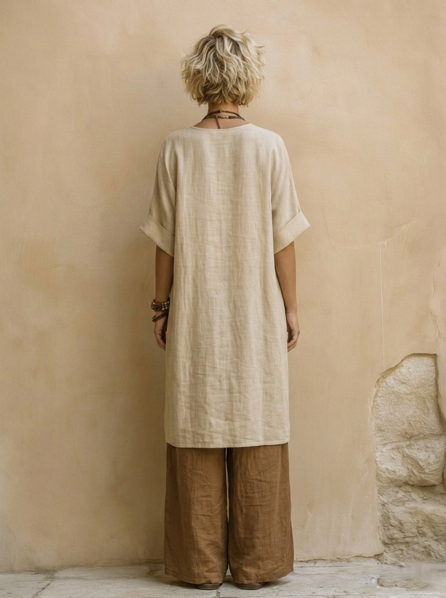 Elisabeth | Dreiteiliges Set in Dunkelgrau und Braun mit Tribal-Muster