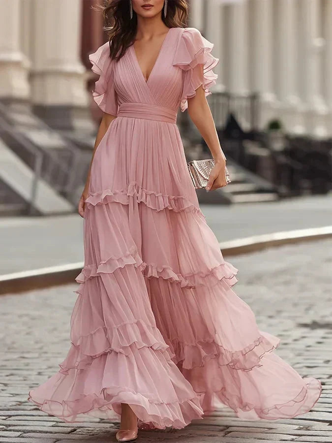 Charlotte | Elegantes Maxi-Kleid für die Braut in zartem Hellrosa