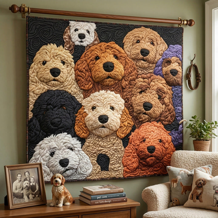 Steppdecke mit Doodle-Hunden