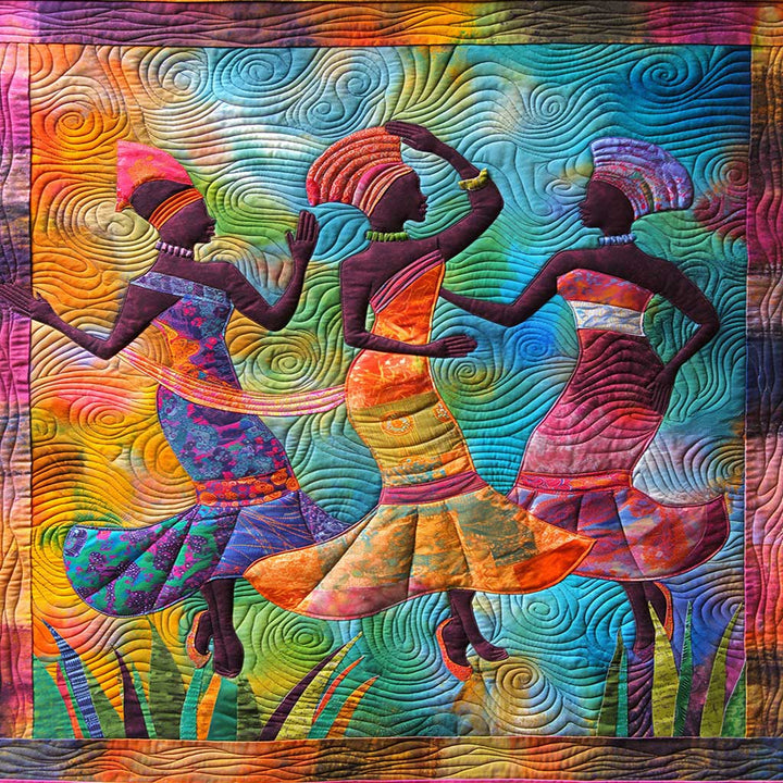Steppdecke mit tanzenden Frauen