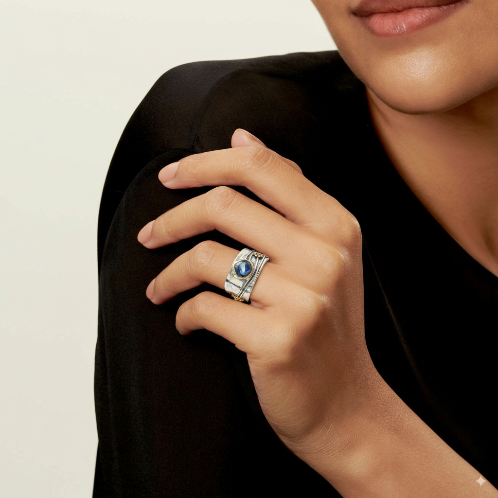 Silberring mit blauem Stein