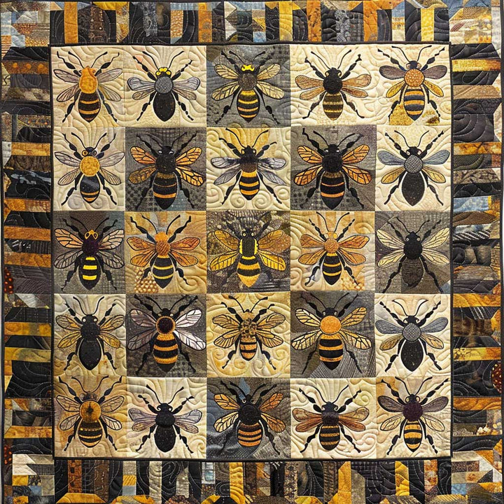 Patchwork-Steppdecke mit Bienen