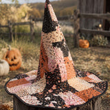 Handgefertigter gesteppter Hexenhut – Niedliches Halloween-Patchwork