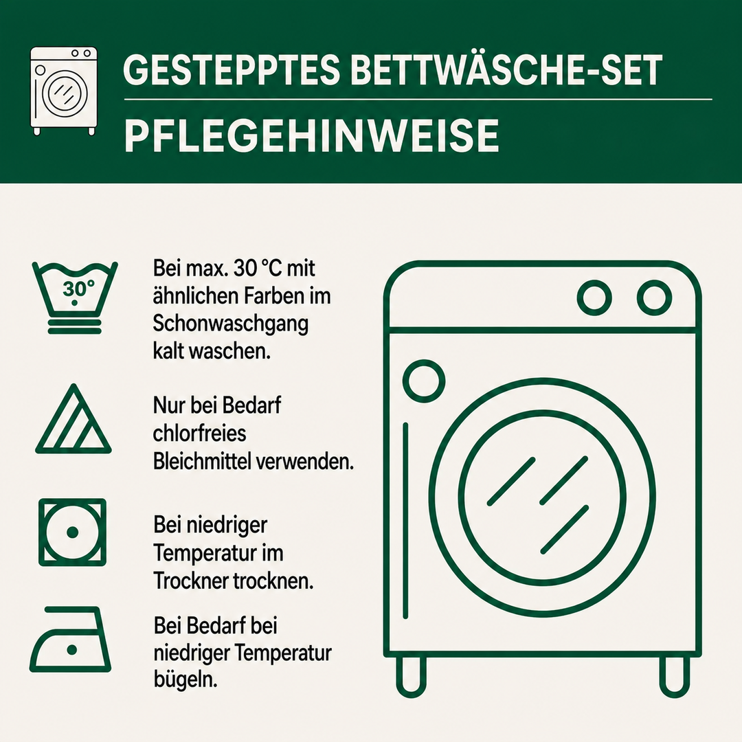 3-teiliges gestepptes Bettwäsche-Set – Winterliche Weihnachtssterne