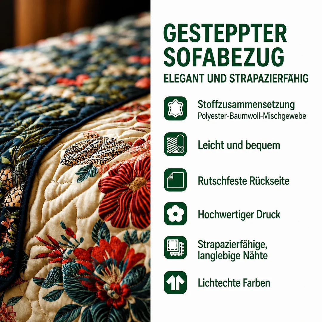 Gesteppter Sofaüberwurf mit schwarzer Katze