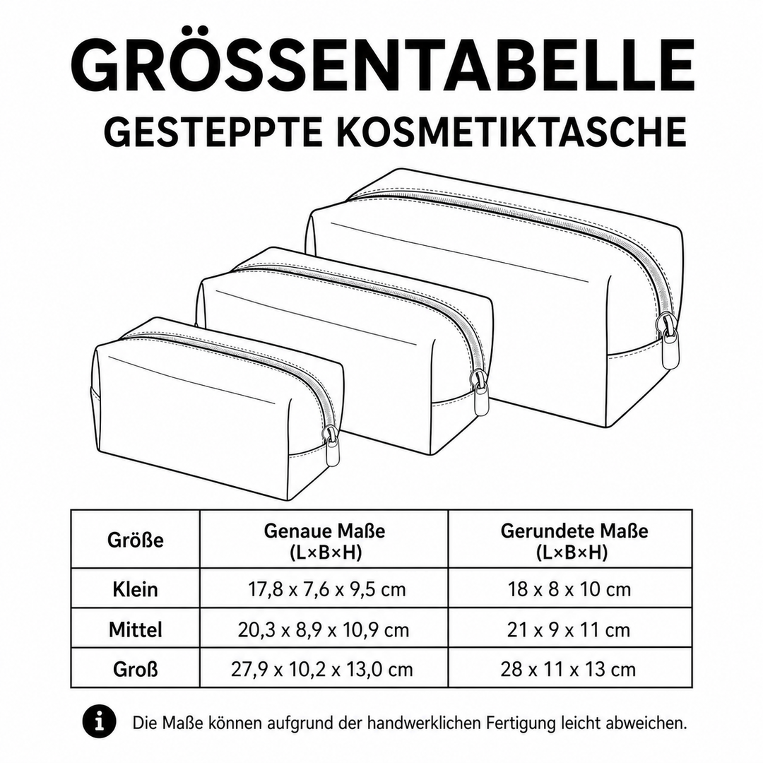 Gesteppte Kosmetiktasche mit Schmetterlingen und Blumen