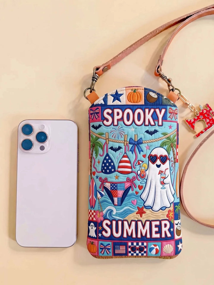 Schmale gesteppte Handy-Umhängetasche – Gruseliger Sommer zu Halloween