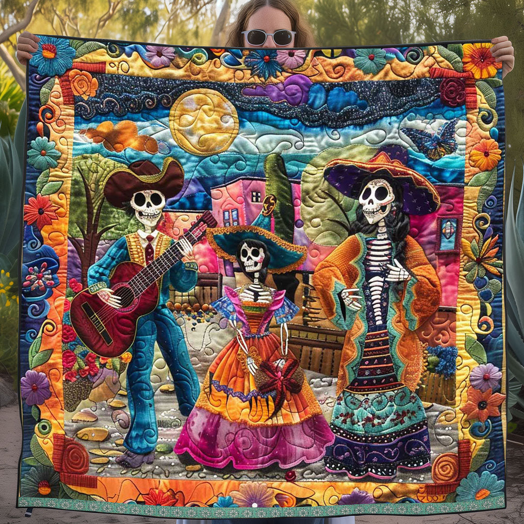 Steppdecke zum Día de los Muertos