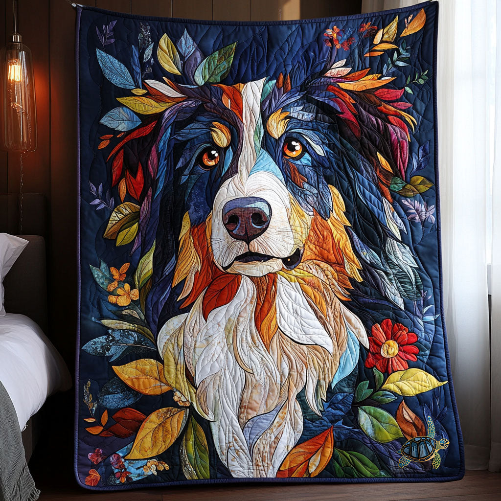 Steppdecke mit Australian Shepherd
