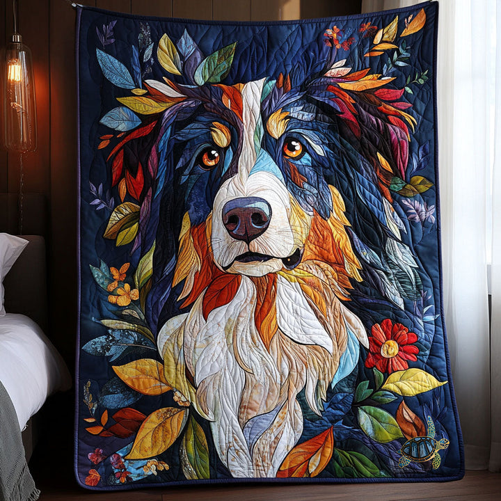 Steppdecke mit Australian Shepherd