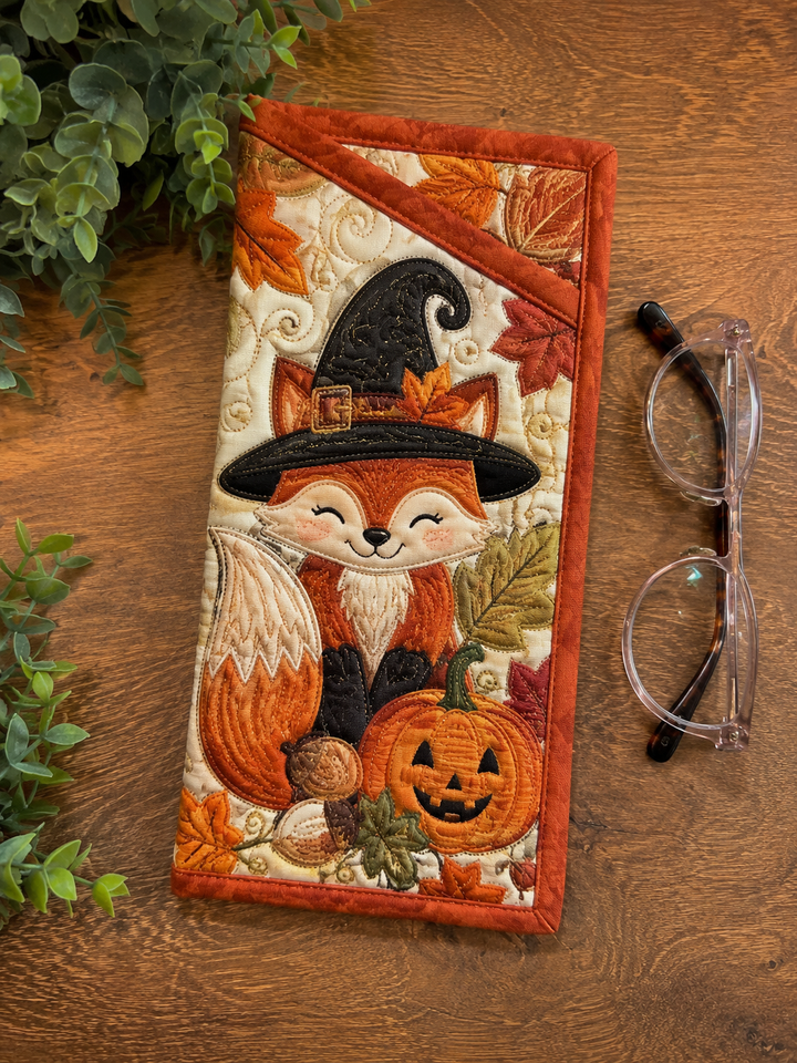 Gestepptes Brillenetui – Hexenfuchs und Halloween-Kürbisse