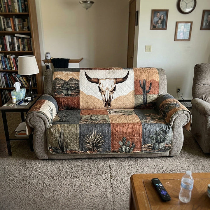 Gesteppter Western-Sofaüberwurf mit Longhorn