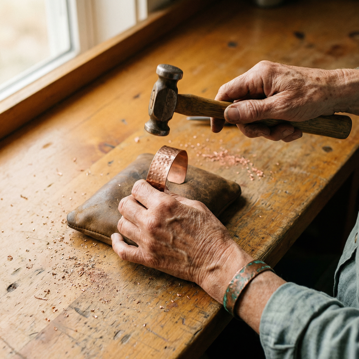 Schmaler gehämmerter Armreif