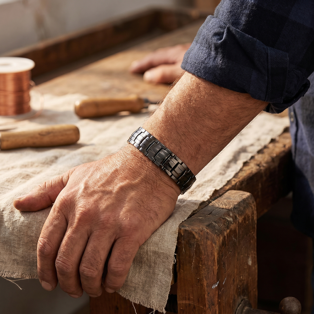 Schwarzes Herren-Gliederarmband