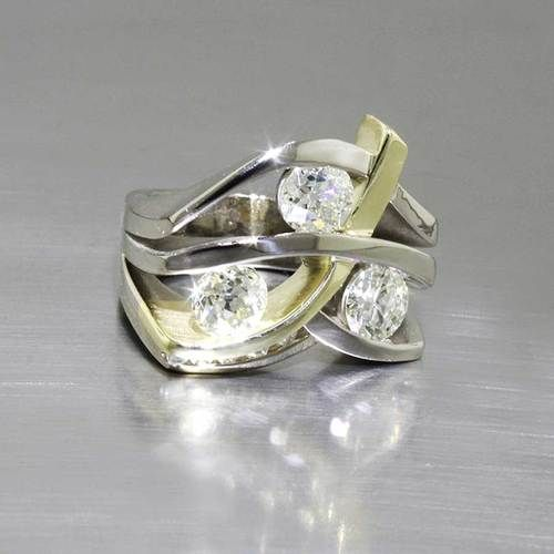 Bicolor-Zirkonia-Ring