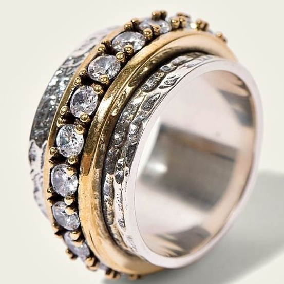 Bicolor-Ring mit Zirkonia