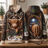 Hochlandrind-Hoodie im Mondlicht