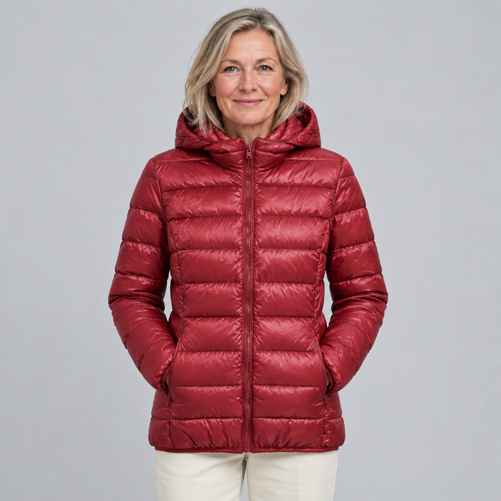 Astrid | Damen Daunenjacke, leicht in Dunkelrot