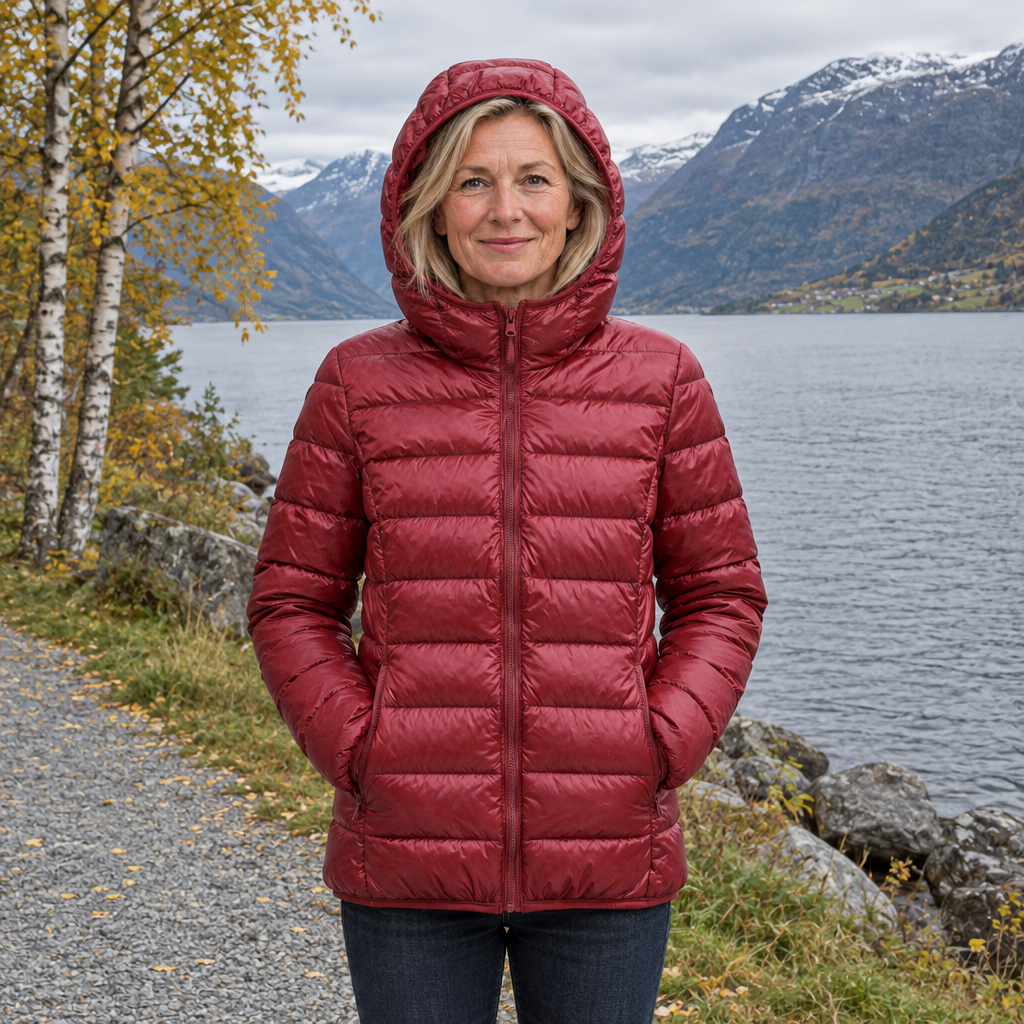 Astrid | Damen Daunenjacke, leicht in Dunkelrot