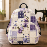 Lila geblümter Patchwork-Stepprucksack