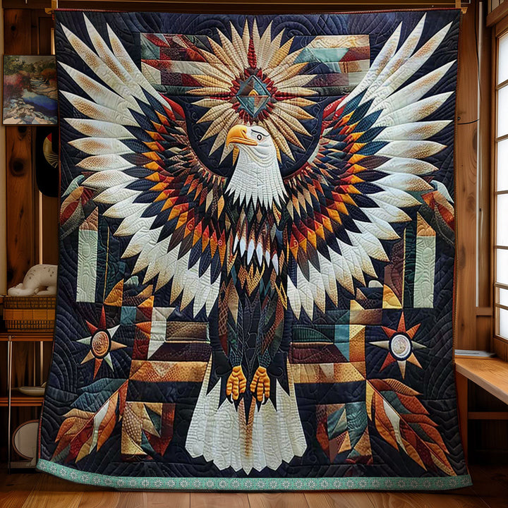 Steppdecke mit Adler im Federkreis
