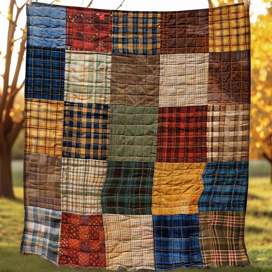 Patchwork-Steppdecke im Karo-Mix