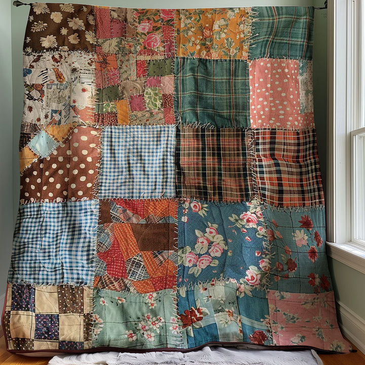 Patchwork-Steppdecke in Pastell und Karo