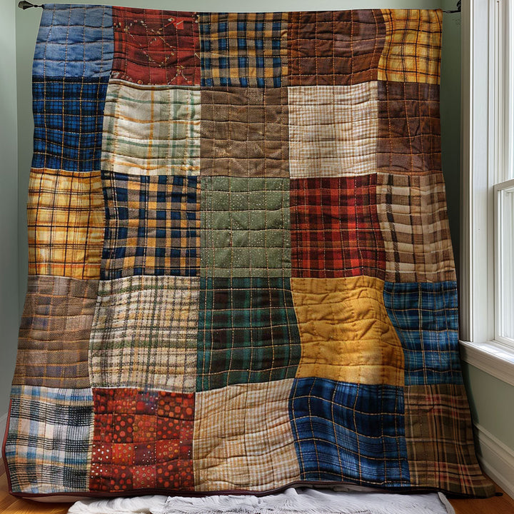 Patchwork-Steppdecke im Karo-Mix