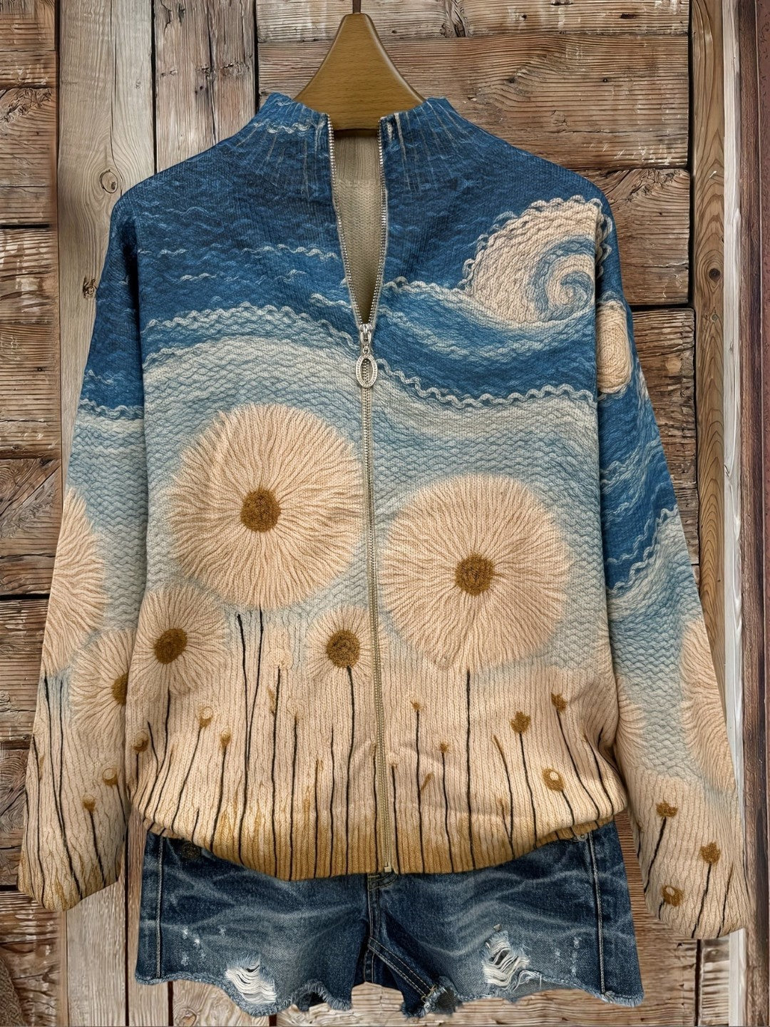 Renate | Strickjacke mit Pusteblumen-Motiv