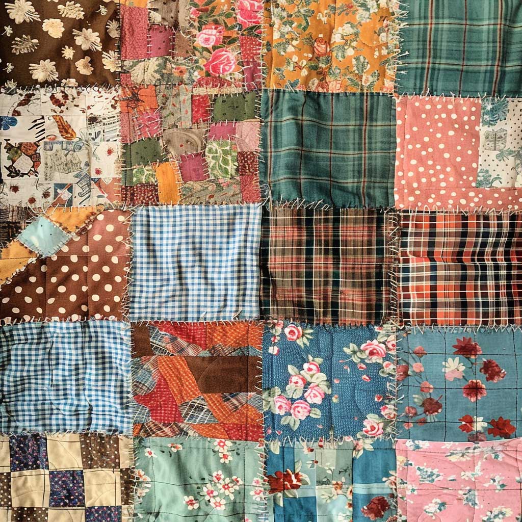 Patchwork-Steppdecke in Pastell und Karo