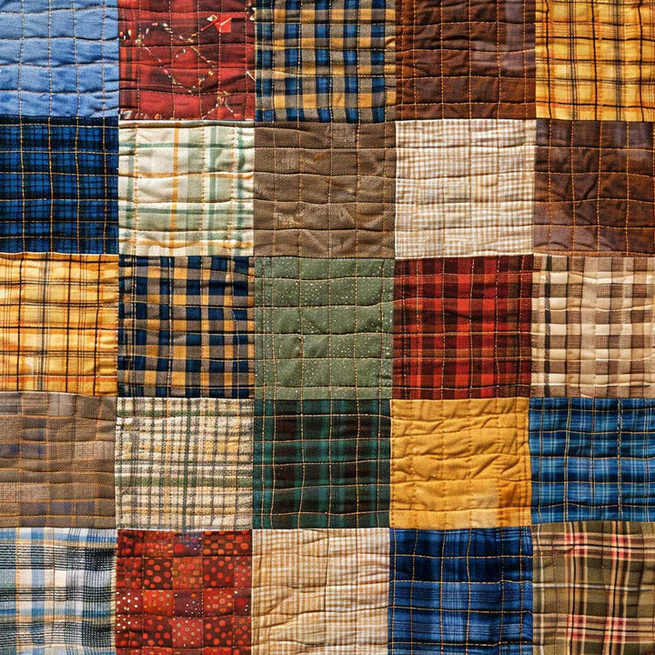 Patchwork-Steppdecke im Karo-Mix