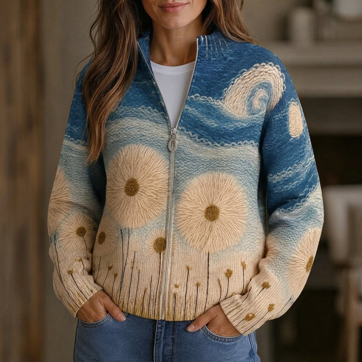 Renate | Strickjacke mit Pusteblumen-Motiv